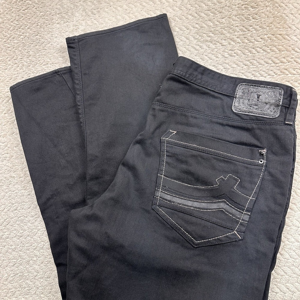 BUFFALO Ethan Jeans Men's 38x32 Rock Pockets Black Moto Revival Metal Religion